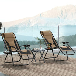 Outsunny 2 Pcs Zero Gravity Lounger Folding Recliner Chair w/ Cup Holder