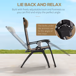 Outsunny 2 Pcs Zero Gravity Lounger Folding Recliner Chair w/ Cup Holder
