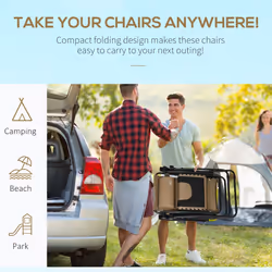 Outsunny 2 Pcs Zero Gravity Lounger Folding Recliner Chair w/ Cup Holder