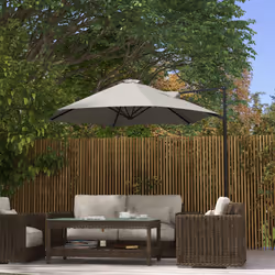 Outsunny 2.5M Offset Roma Patio Umbrella W/ 360-Degree Rotation, Light Grey