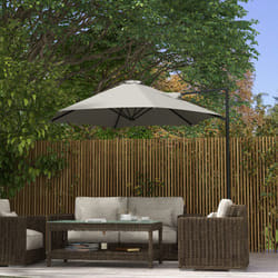 Outsunny 2.5M Offset Roma Patio Umbrella W/ 360-Degree Rotation, Light Grey