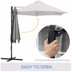 Outsunny 2.5M Offset Roma Patio Umbrella W/ 360-Degree Rotation, Light Grey