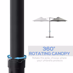 Outsunny 2.5M Offset Roma Patio Umbrella W/ 360-Degree Rotation, Light Grey