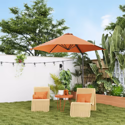 Outsunny 2.5M Offset Roma Patio Umbrella W/ 360-Degree Rotation, Orange