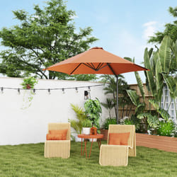 Outsunny 2.5M Offset Roma Patio Umbrella W/ 360-Degree Rotation, Orange