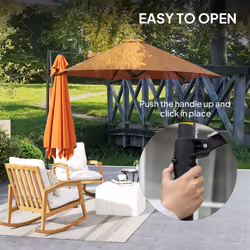 Outsunny 2.5M Offset Roma Patio Umbrella W/ 360-Degree Rotation, Orange