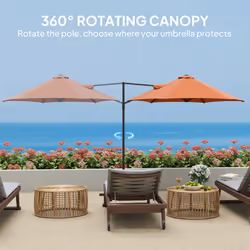 Outsunny 2.5M Offset Roma Patio Umbrella W/ 360-Degree Rotation, Orange