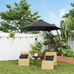 Outsunny 2.5M Offset Roma Patio Umbrella W/ 360-Degree Rotation, Black