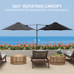 Outsunny 2.5M Offset Roma Patio Umbrella W/ 360-Degree Rotation, Black