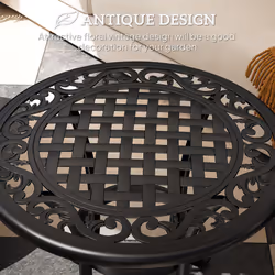 Outsunny 60cm Round Garden Table with Cast Aluminium Frame, Black