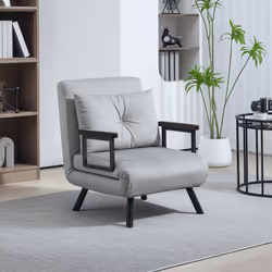 HOMCOM Click Clack Single Chair Bed Settee for Living Room, Light Grey