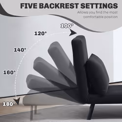 HOMCOM Click Clack Single Chair Bed Settee for Living Room, Black - Additional view 4
