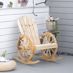 Outsunny Adirondack Rocking Chair Porch Poolside Garden Lounging Natural