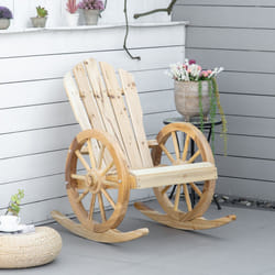 Outsunny Adirondack Rocking Chair Porch Poolside Garden Lounging Natural