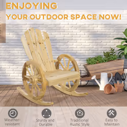Outsunny Adirondack Rocking Chair Porch Poolside Garden Lounging Natural