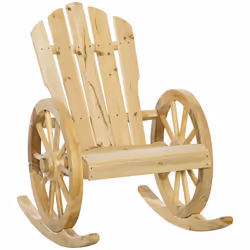 Outsunny Adirondack Rocking Chair Porch Poolside Garden Lounging Natural - Additional view 8