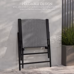 Outsunny 2pcs Rattan Chair Foldable Garden Furniture w/ Armrest Grey - Additional view 4