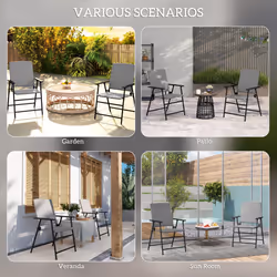 Outsunny 2pcs Rattan Chair Foldable Garden Furniture w/ Armrest Grey - Additional view 5