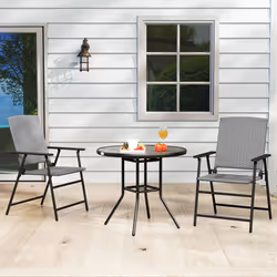 Outsunny 2pcs Rattan Chair Foldable Garden Furniture w/ Armrest Grey - Additional view 6