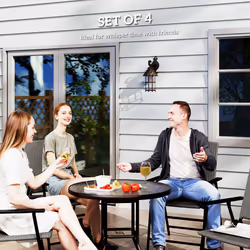 Outsunny 4pcs Rattan Chair Foldable Garden Furniture w/ Armrest Grey