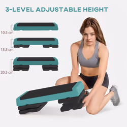 SPORTNOW Aerobic Step, 10.5/15.5/20.5cm Exercise Stepper for Home, Green