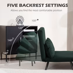 HOMCOM Click Clack 2 Seater Sofa Bed for Living Room, Guest Room, Green - Additional view 4