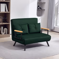 HOMCOM Click Clack 2 Seater Sofa Bed for Living Room, Guest Room, Green - Additional view 7