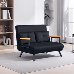 HOMCOM Click Clack 2 Seater Sofa Bed for Living Room, Guest Room, Black