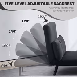 HOMCOM Click Clack 2 Seater Sofa Bed for Living Room, Guest Room, Black - Additional view 4