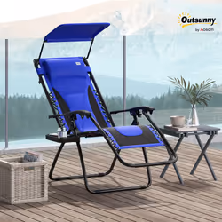 Outsunny Zero Gravity Lounger Chair, Folding Reclining Chair, Blue