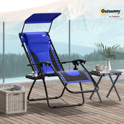 Outsunny Zero Gravity Lounger Chair, Folding Reclining Chair, Blue