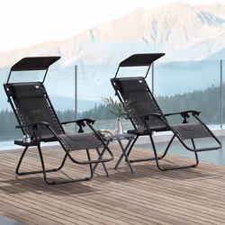 Outsunny 2 Pcs Zero Gravity Lounger Chair, Folding Reclining Chair, Black