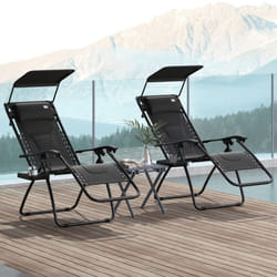 Outsunny 2 Pcs Zero Gravity Lounger Chair, Folding Reclining Chair, Black