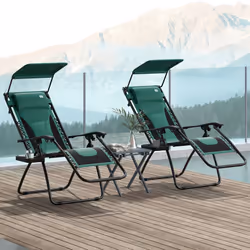 Outsunny 2 Pcs Zero Gravity Lounger Chair, Folding Reclining Chair, Green