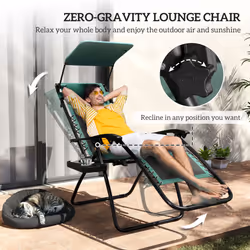 Outsunny 2 Pcs Zero Gravity Lounger Chair, Folding Reclining Chair, Green