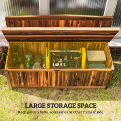 Outsunny Wood Storage Bench for Patio, Outdoor Garden Seating, Brown