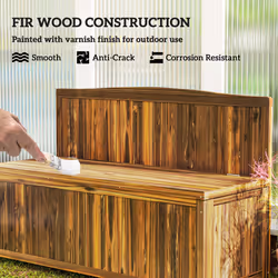 Outsunny Wood Storage Bench for Patio, Outdoor Garden Seating, Brown - Additional view 4