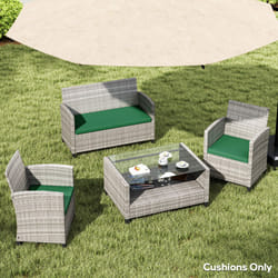 Outsunny 3PCs Rattan Garden Seat Cushions Pads for Patio Furniture Green