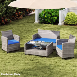 Outsunny 3PCs Rattan Garden Seat Cushions Pads for Patio Furniture Sky Blue