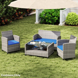 Outsunny 3PCs Rattan Garden Seat Cushions Pads for Patio Furniture Sky Blue