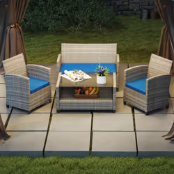 Outsunny 3PCs Rattan Garden Seat Cushions Pads for Patio Furniture Sky Blue - Additional view 6