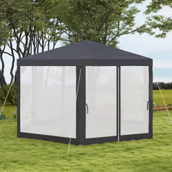 Outsunny Hexagonal Gazebo Patio, Outdoor Canopy Patio Party Tent Dark Grey - Additional view 5