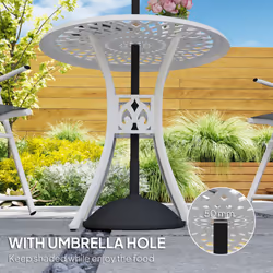Outsunny 78 cm Round Garden Dining Table with Parasol Hole, White - Additional view 4