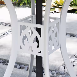 Outsunny 78 cm Round Garden Dining Table with Parasol Hole, White - Additional view 8