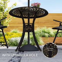 Outsunny 78 cm Round Garden Dining Table with Parasol Hole, Bronze Tone - Additional view 4