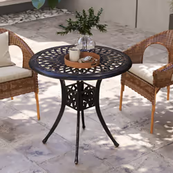Outsunny 78 cm Round Garden Dining Table with Parasol Hole, Bronze Tone - Additional view 5