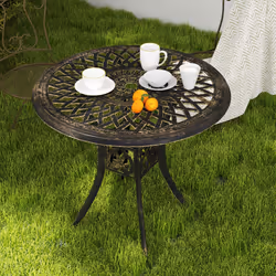 Outsunny 78 cm Round Garden Dining Table with Parasol Hole, Bronze Tone - Additional view 7