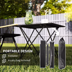 Outsunny Folding Camping Table for Outdoor Camping, Picnic, Hiking, Black - Additional view 6