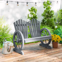Outsunny 2 Seater Garden Bench w/ Wheel-Shaped Armrests Grey