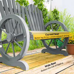Outsunny 2 Seater Garden Bench w/ Wheel-Shaped Armrests Grey - Additional view 7